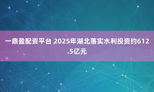 一鼎盈配资平台 2025年湖北落实水利投资约612.5亿元