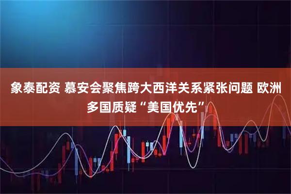 象泰配资 慕安会聚焦跨大西洋关系紧张问题 欧洲多国质疑“美国优先”